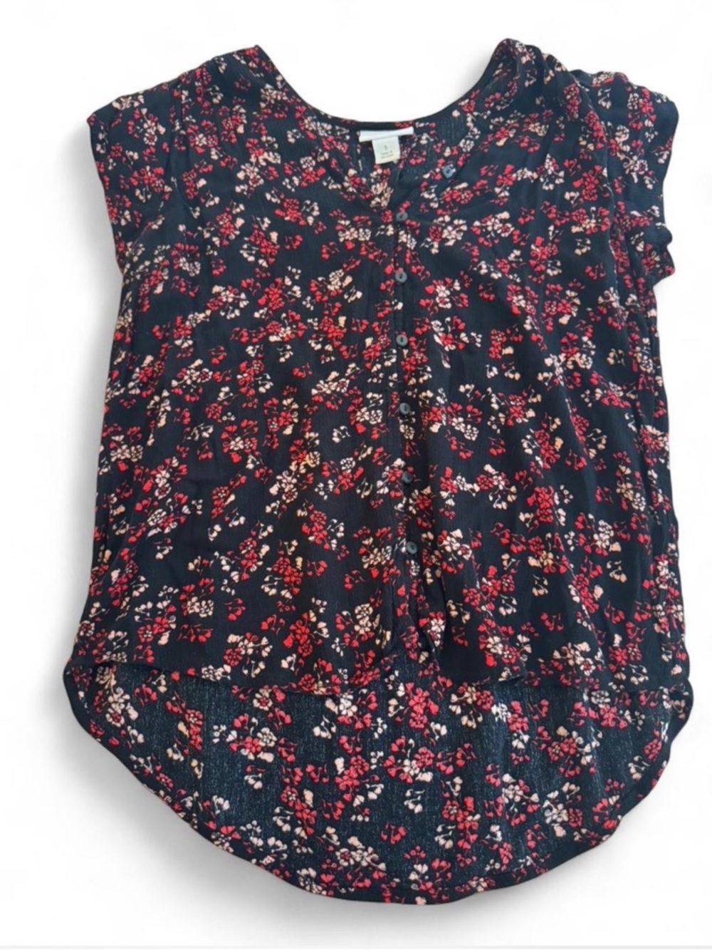 Liz Claiborne Blouse with Red & Pink Floral Print